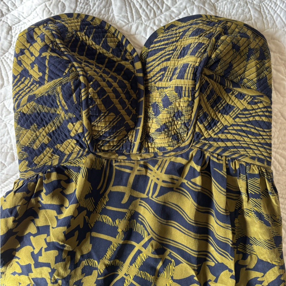 Anthropologie silk sweetheart neckline strapless dress